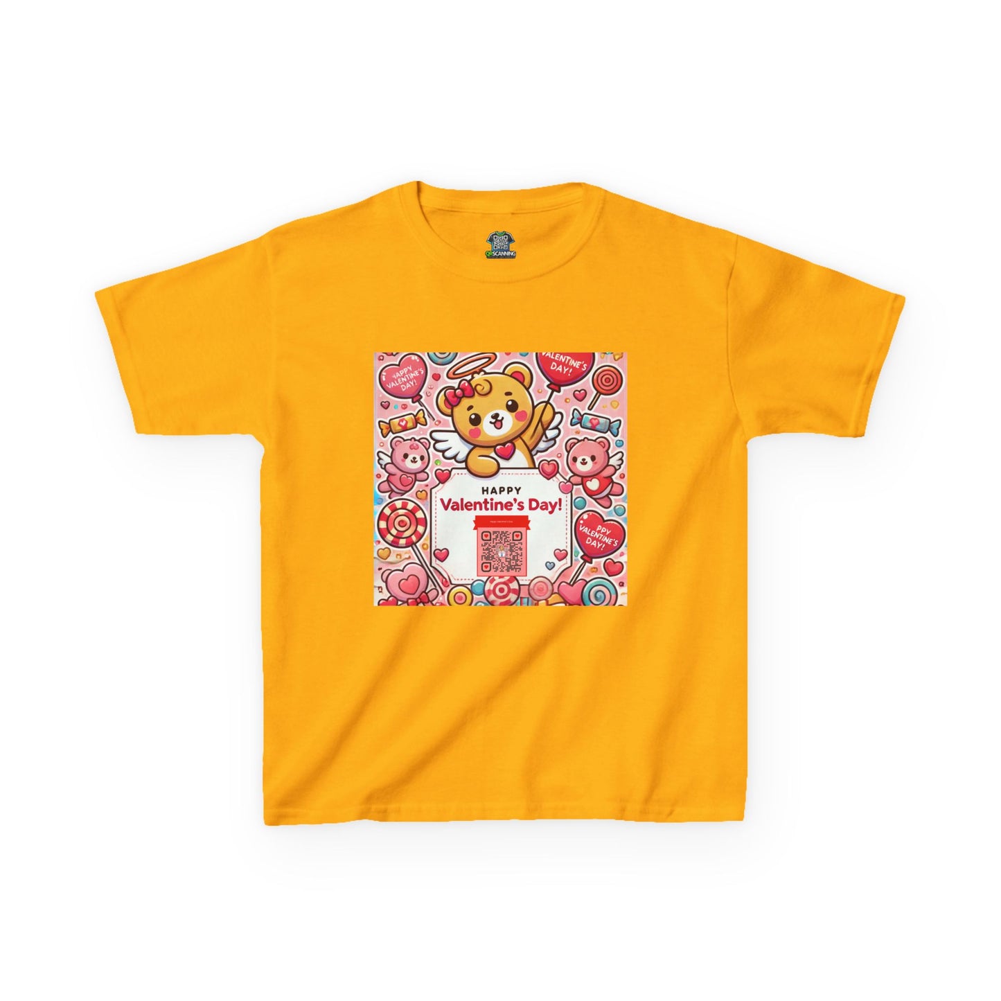 Kids T-Shirt Happy Valentines Day Scannable QR Code