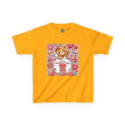 Kids T-Shirt Happy Valentines Day Scannable QR Code