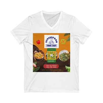 QR Custom "Silver Spoon" Unisex Jersey Short Sleeve V-Neck Tee