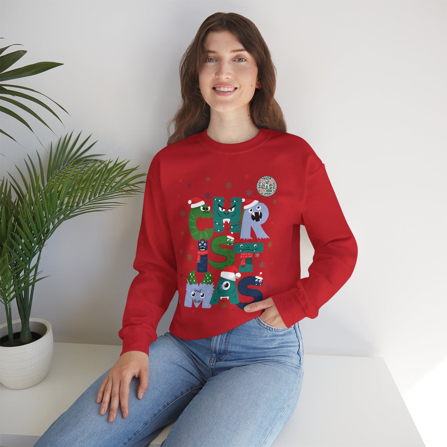 QR-Enabled Festive Crewneck Sweatshirt