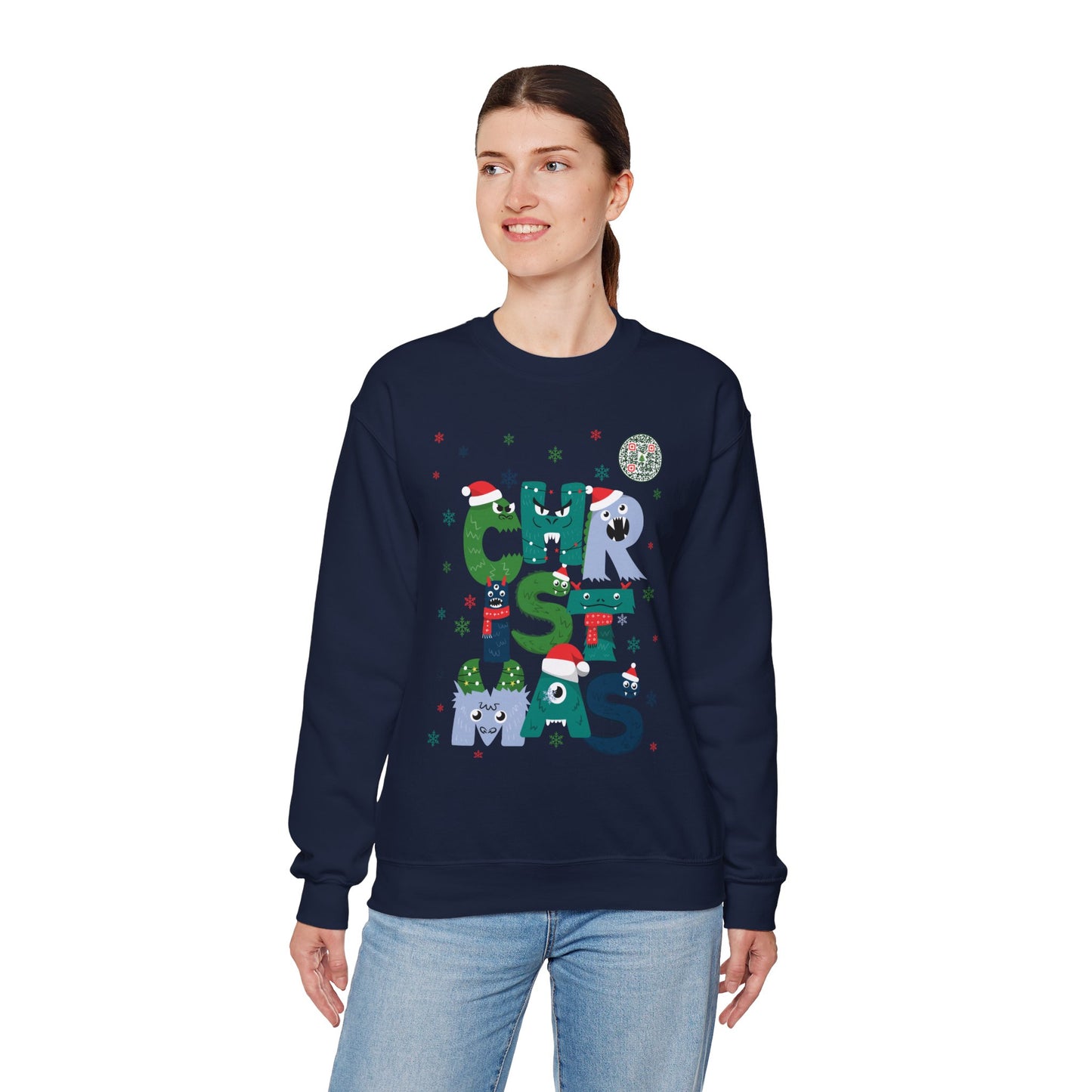 QR-Enabled Festive Crewneck Sweatshirt