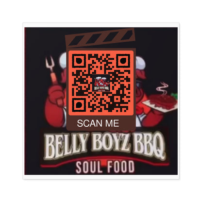 QR Custom Laminate Stickers, Square "Belly Boyz BBQ"
