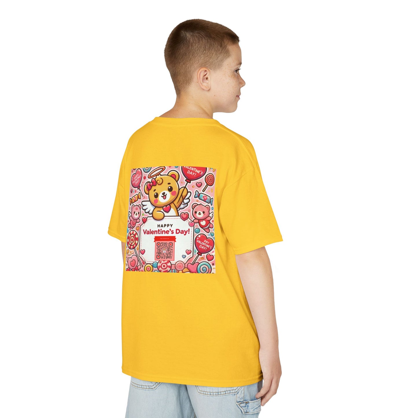 Kids T-Shirt Happy Valentines Day Scannable QR Code