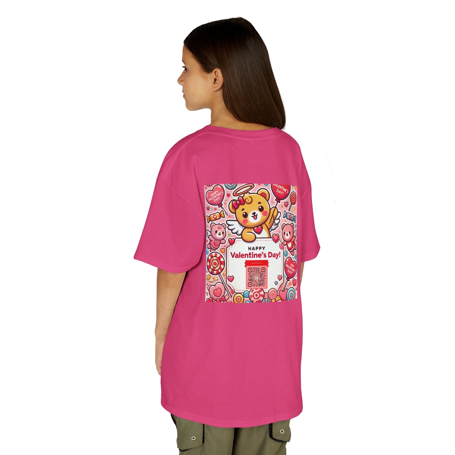 Kids T-Shirt Happy Valentines Day Scannable QR Code