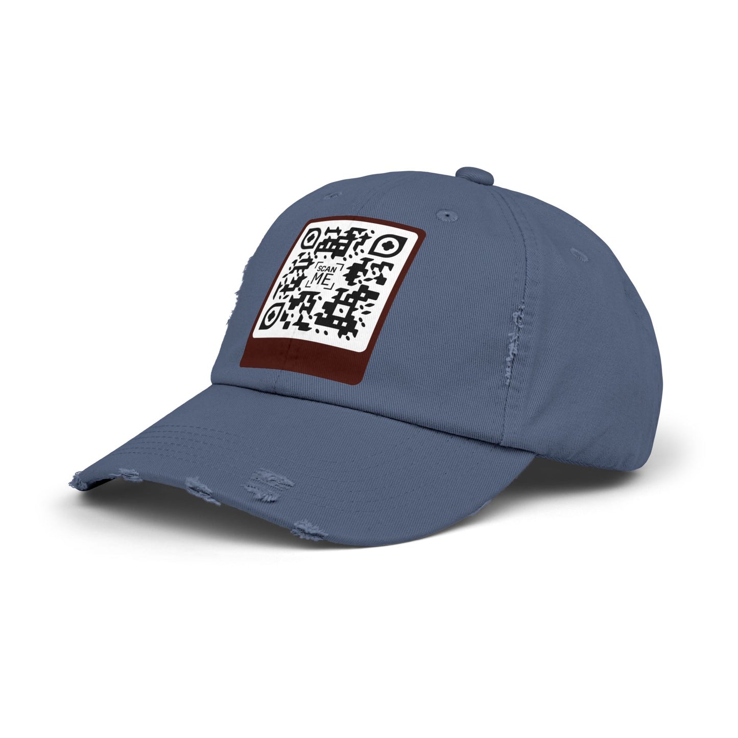 Distressed Cap with Scannable Smile QR Code Design