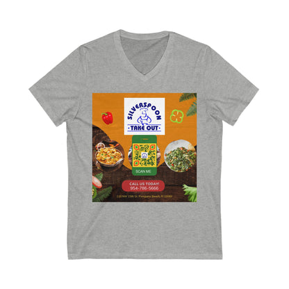 QR Custom "Silver Spoon" Unisex Jersey Short Sleeve V-Neck Tee