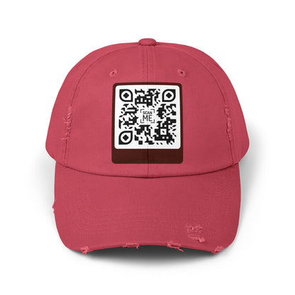 Distressed Cap with Scannable Smile QR Code Design