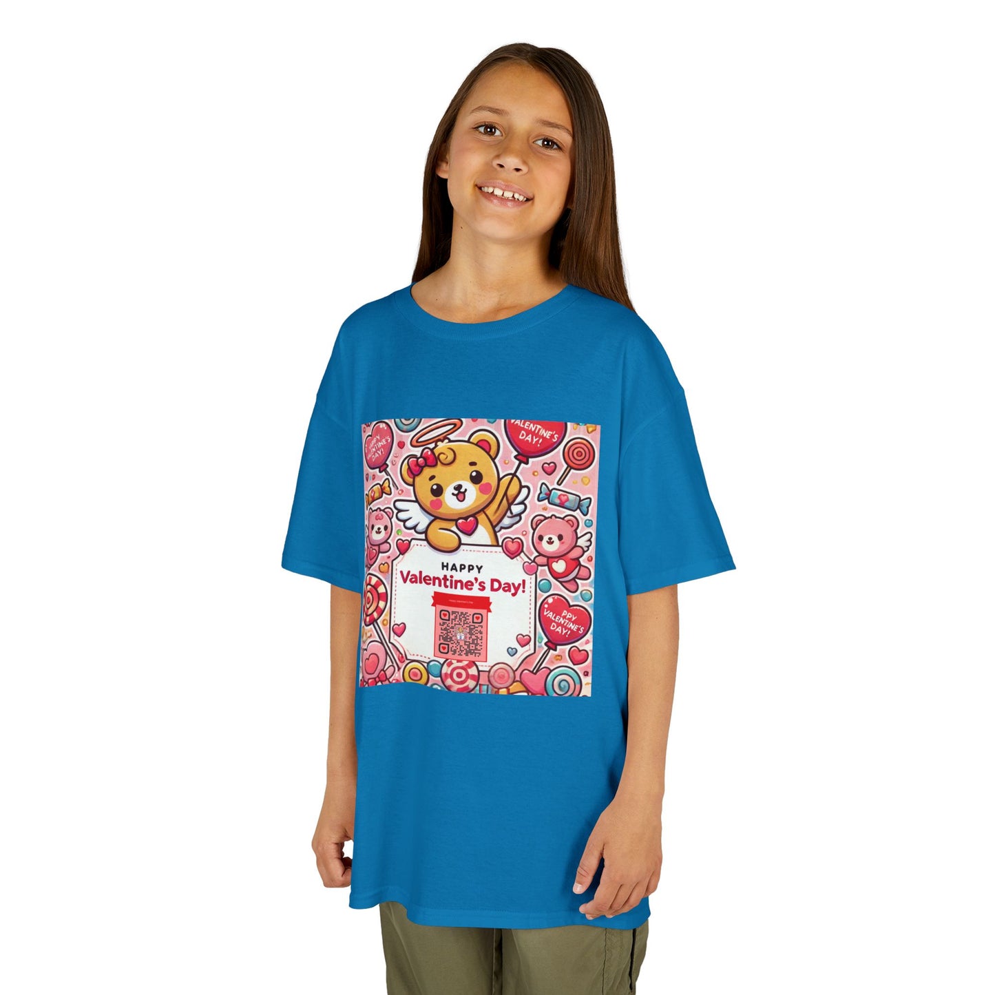 Kids T-Shirt Happy Valentines Day Scannable QR Code