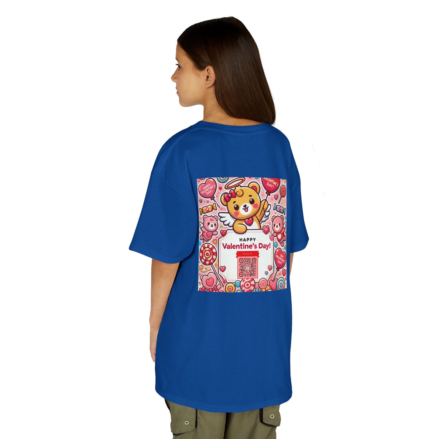 Kids T-Shirt Happy Valentines Day Scannable QR Code