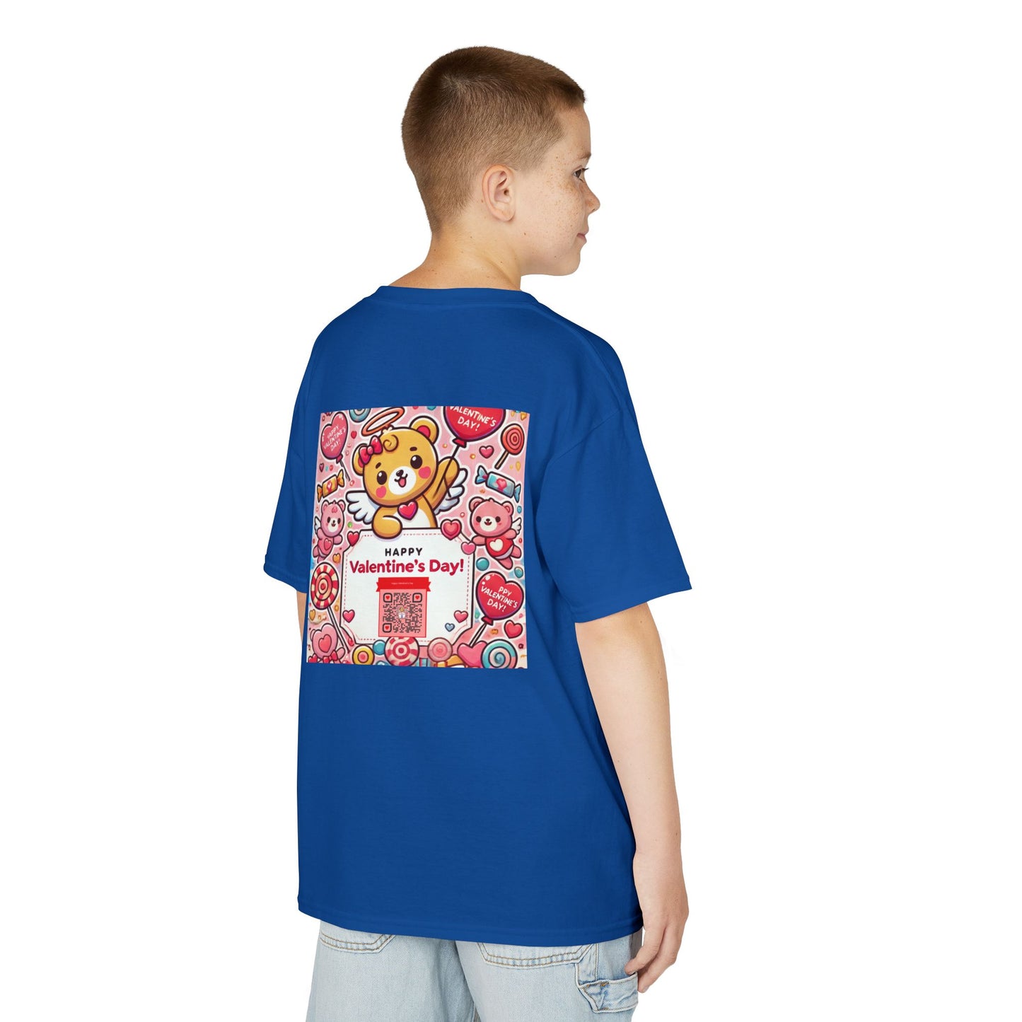 Kids T-Shirt Happy Valentines Day Scannable QR Code