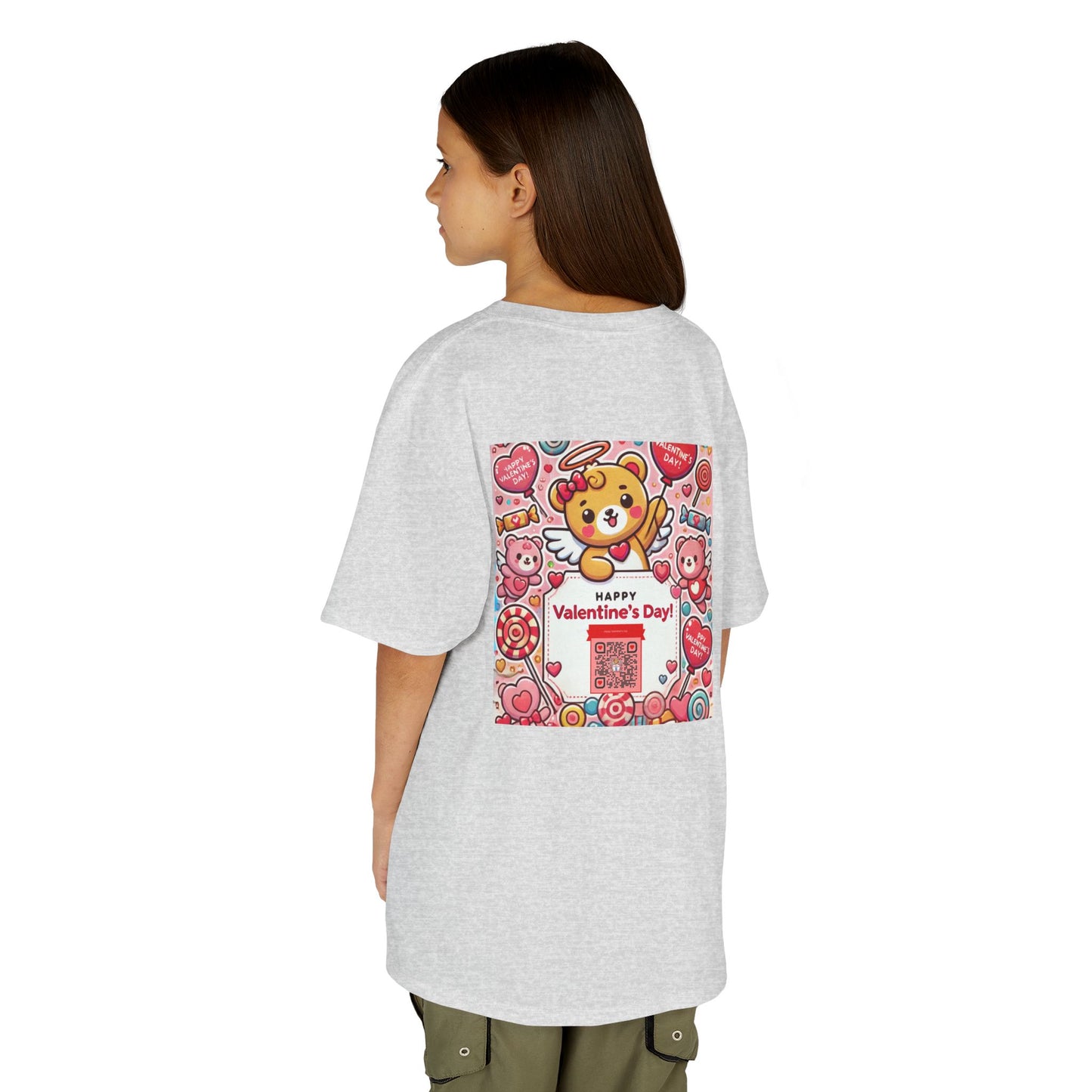 Kids T-Shirt Happy Valentines Day Scannable QR Code