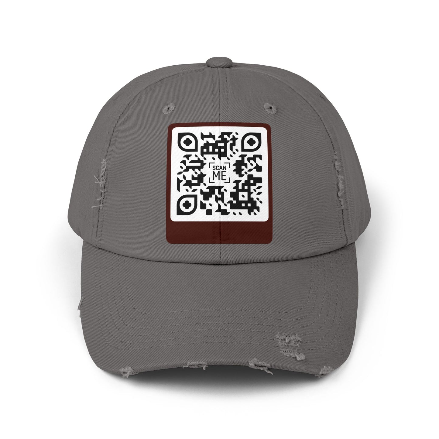 Distressed Cap with Scannable Smile QR Code Design