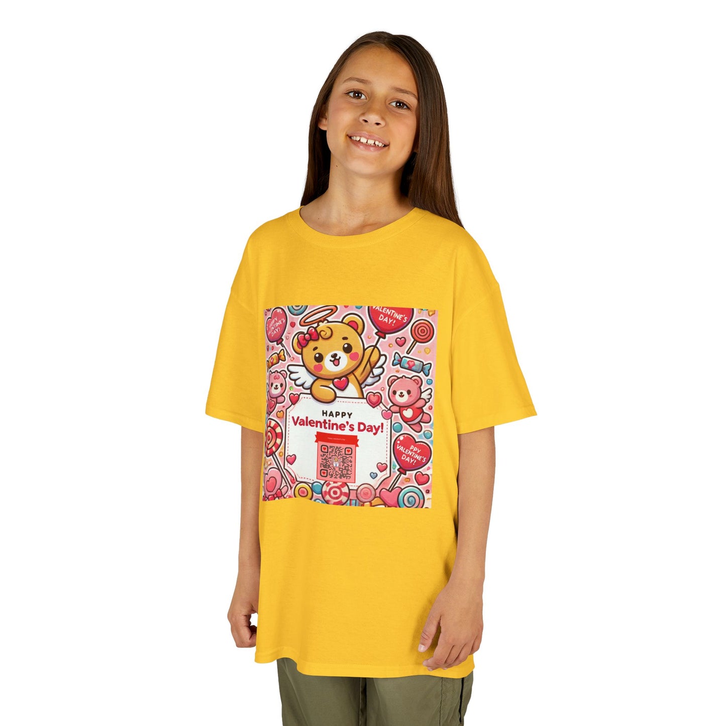 Kids T-Shirt Happy Valentines Day Scannable QR Code