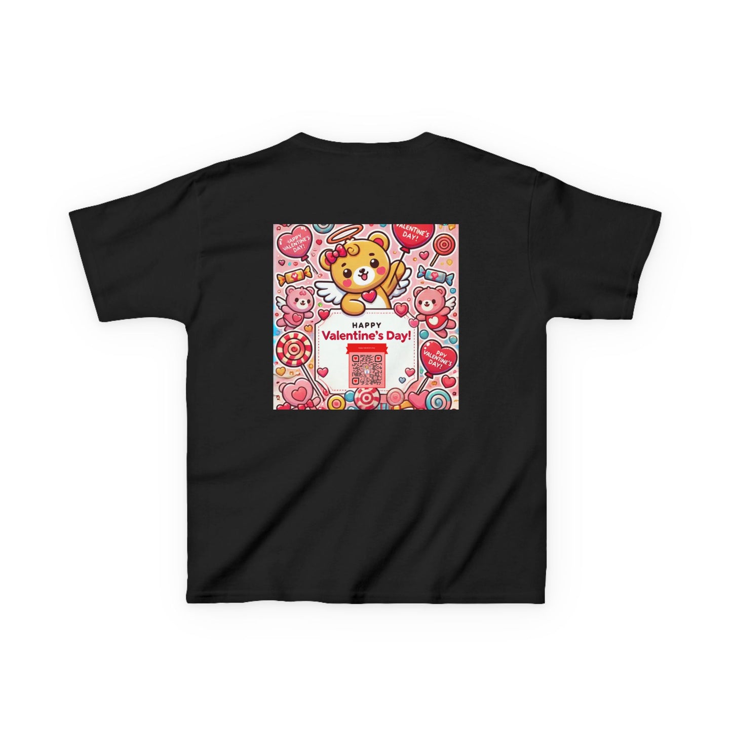 Kids T-Shirt Happy Valentines Day Scannable QR Code