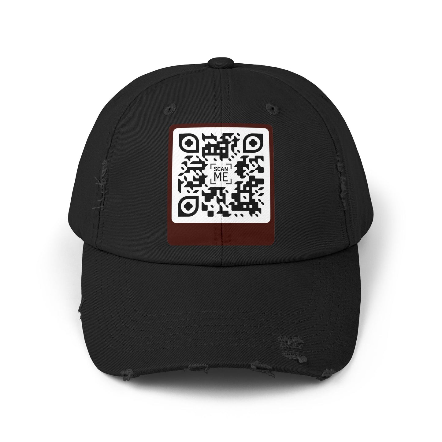 Distressed Cap with Scannable Smile QR Code Design