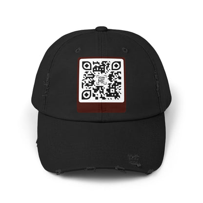 Distressed Cap with Scannable Smile QR Code Design