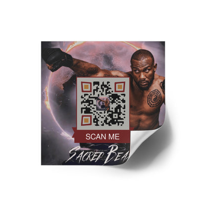 QR Custom Square Stickers, Indoor\Outdoor "Scared Beast"