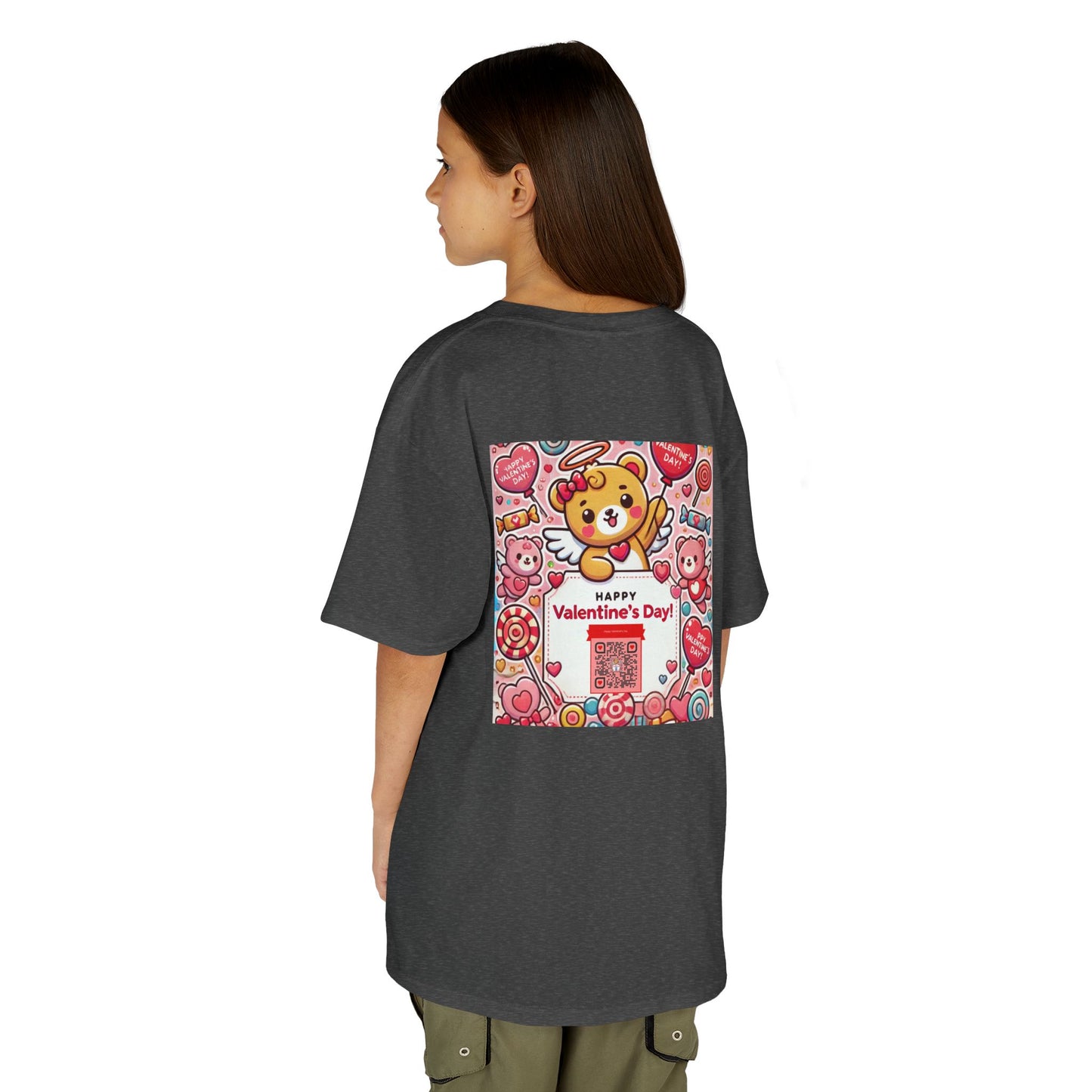 Kids T-Shirt Happy Valentines Day Scannable QR Code