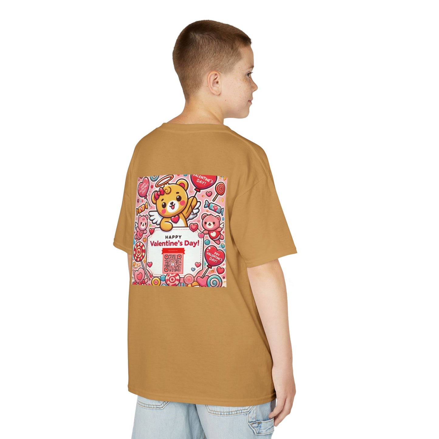 Kids T-Shirt Happy Valentines Day Scannable QR Code