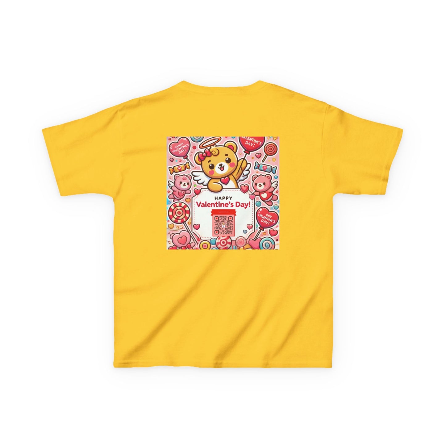 Kids T-Shirt Happy Valentines Day Scannable QR Code