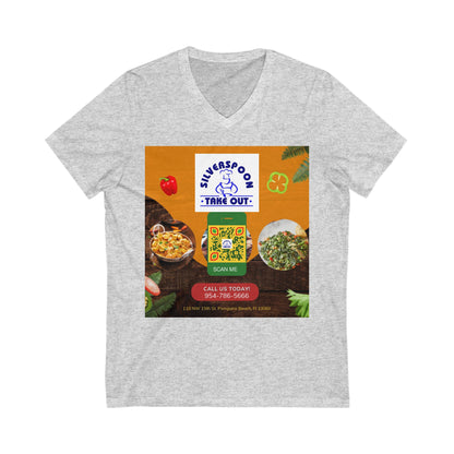 QR Custom "Silver Spoon" Unisex Jersey Short Sleeve V-Neck Tee
