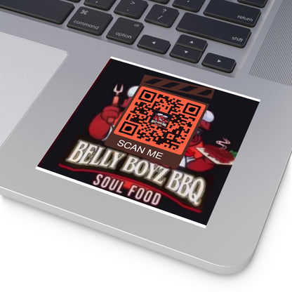 QR Custom Laminate Stickers, Square "Belly Boyz BBQ"