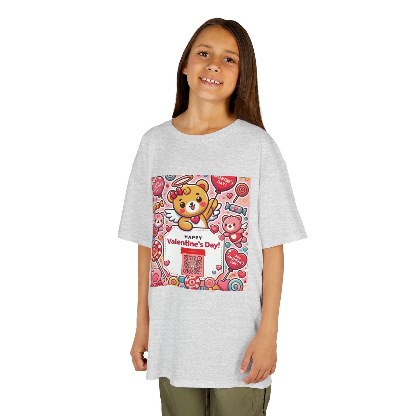 Kids T-Shirt Happy Valentines Day Scannable QR Code