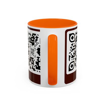 Coffee Mug, Scannable 'Smile' & 'Greatness' QR Code Design