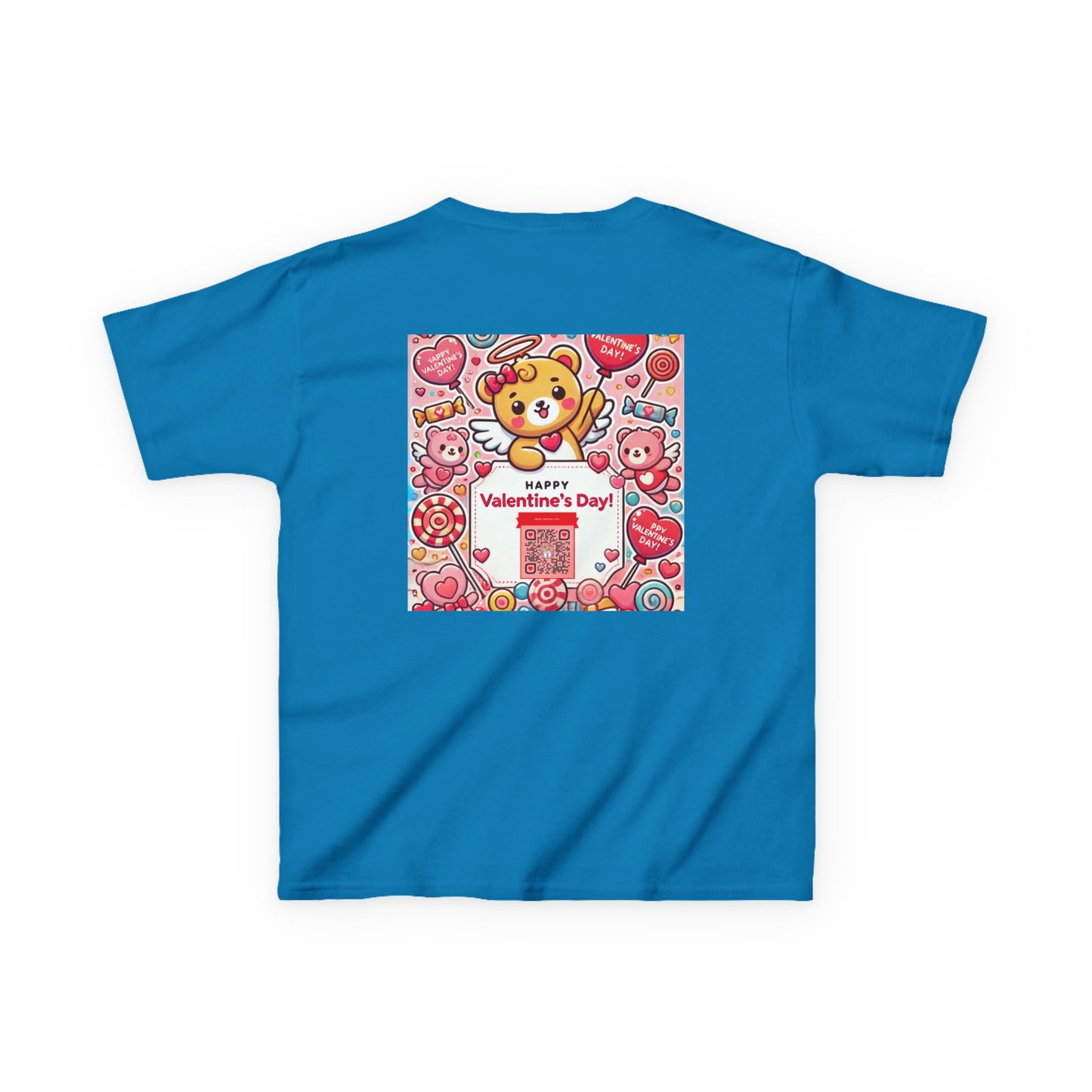 Kids T-Shirt Happy Valentines Day Scannable QR Code