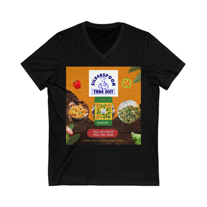 QR Custom "Silver Spoon" Unisex Jersey Short Sleeve V-Neck Tee