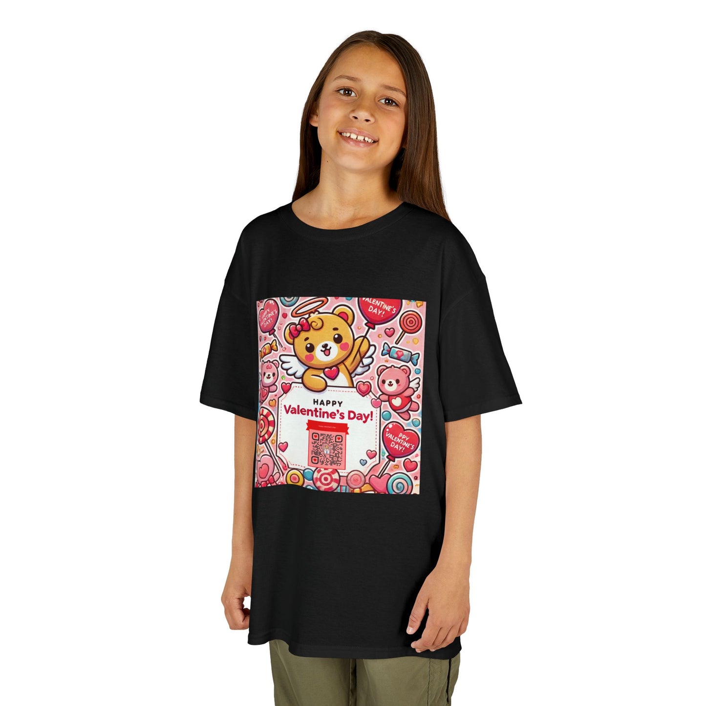 Kids T-Shirt Happy Valentines Day Scannable QR Code