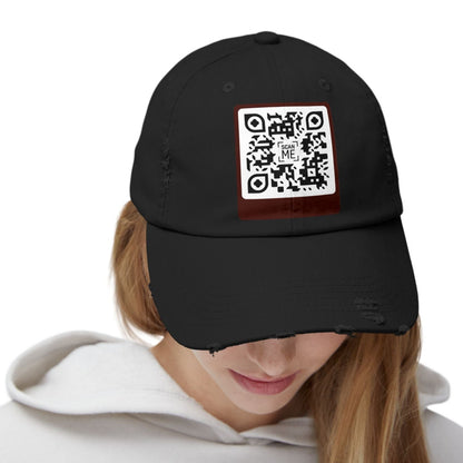 Distressed Cap with Scannable Smile QR Code Design