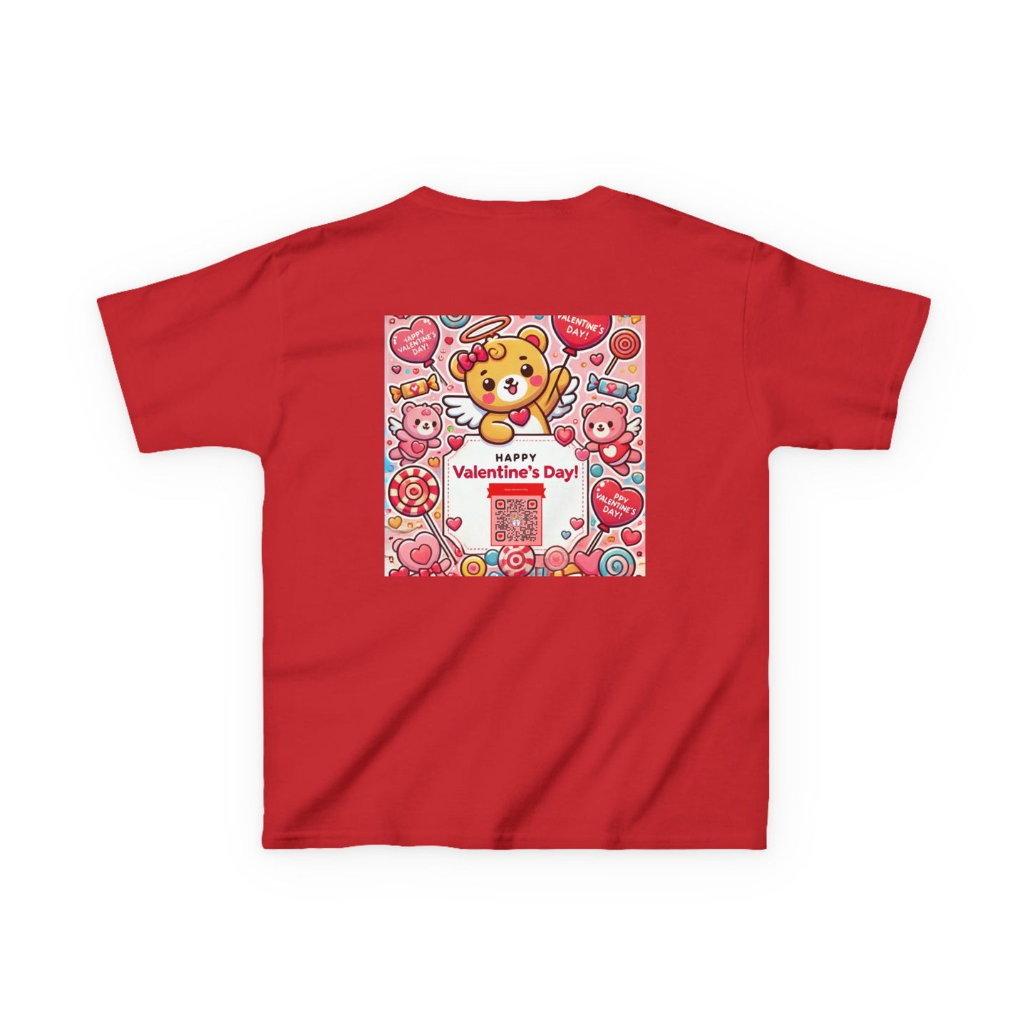 Kids T-Shirt Happy Valentines Day Scannable QR Code