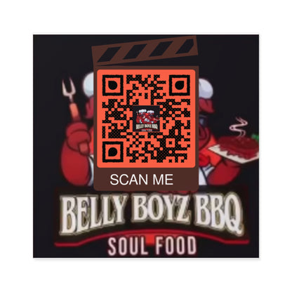 QR Custom Laminate Stickers, Square "Belly Boyz BBQ"