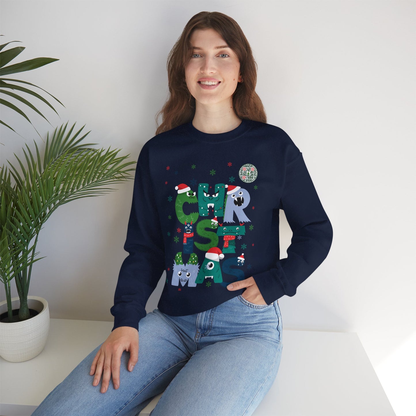 QR-Enabled Festive Crewneck Sweatshirt