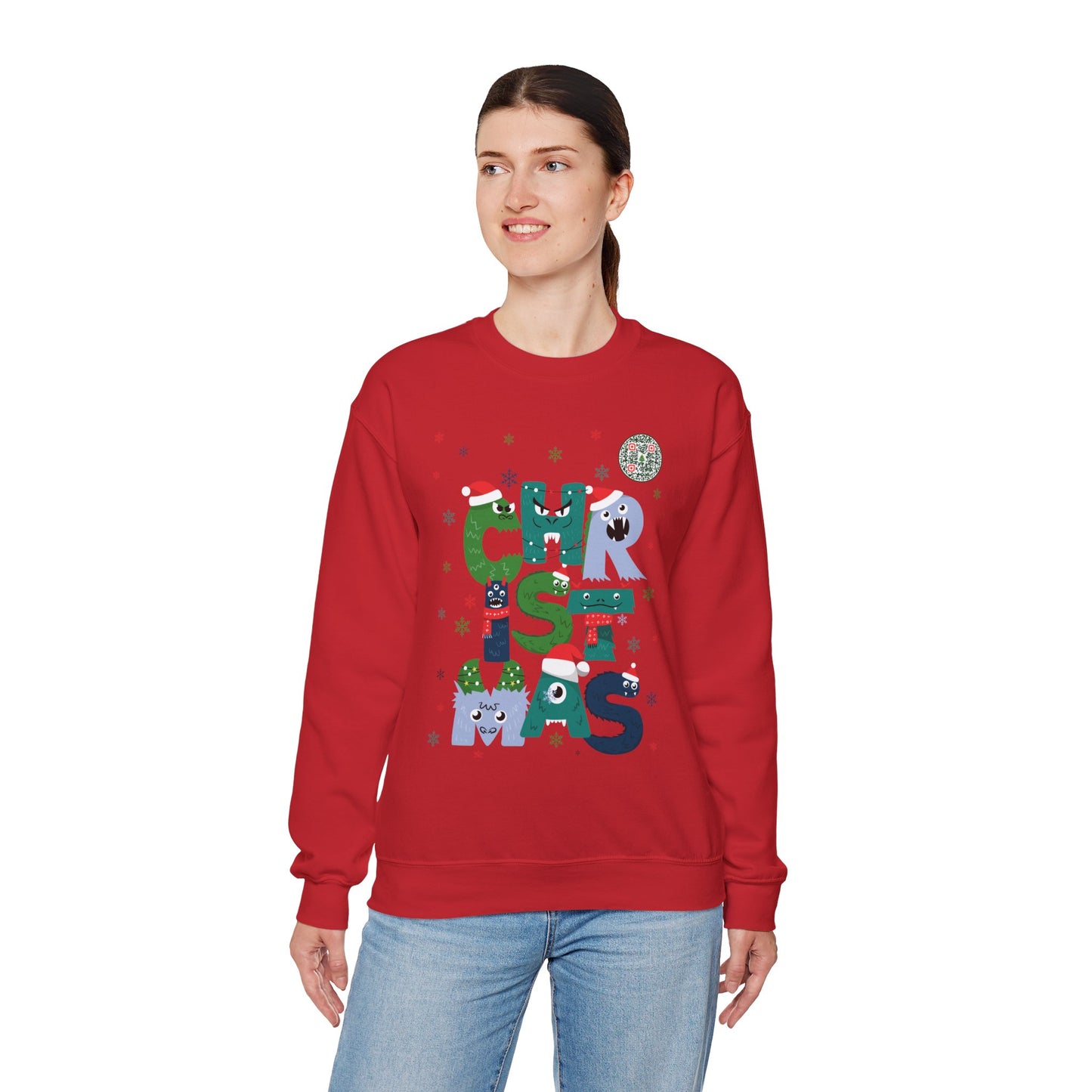 QR-Enabled Festive Crewneck Sweatshirt