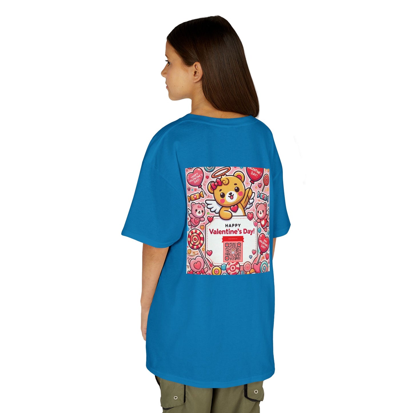 Kids T-Shirt Happy Valentines Day Scannable QR Code