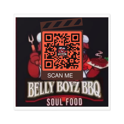 QR Custom Laminate Stickers, Square "Belly Boyz BBQ"