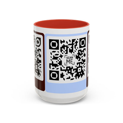 Coffee Mug, Scannable 'Smile' & 'Greatness' QR Code Design