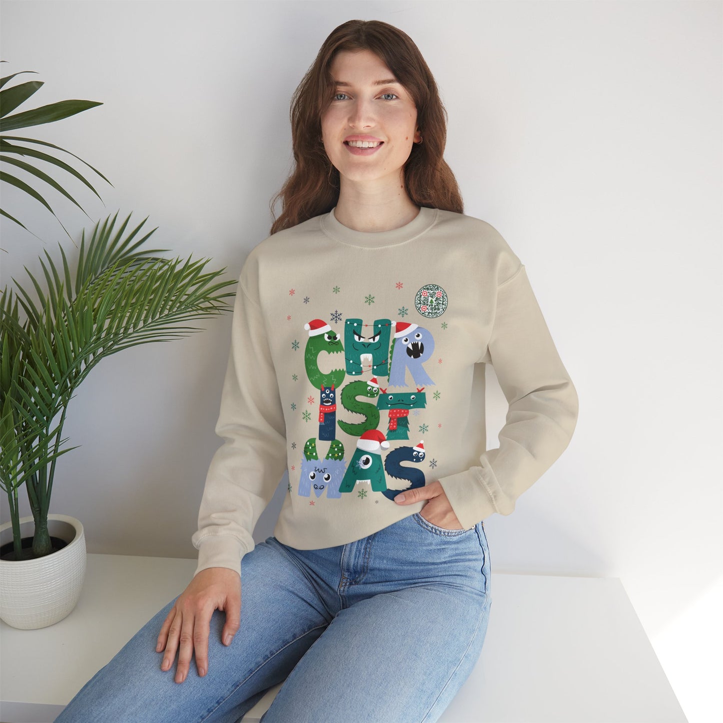 QR-Enabled Festive Crewneck Sweatshirt