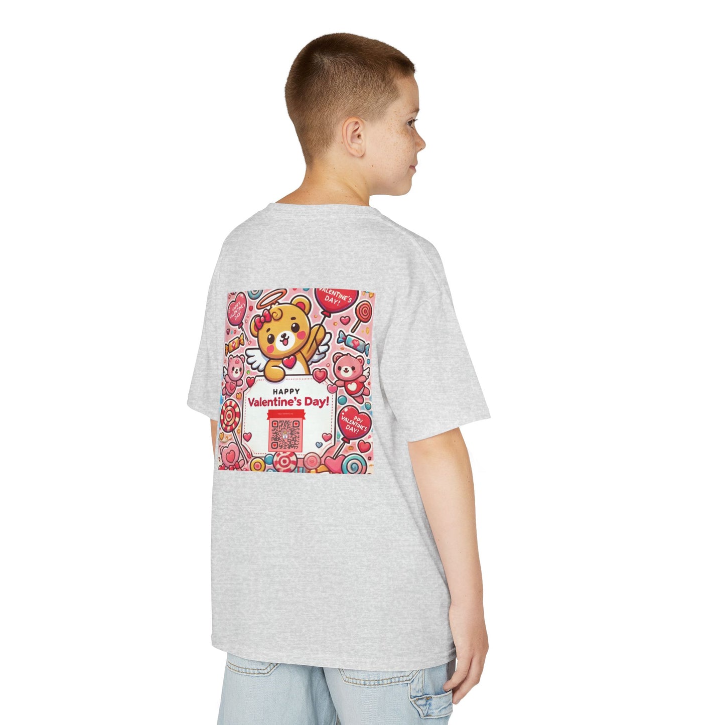 Kids T-Shirt Happy Valentines Day Scannable QR Code