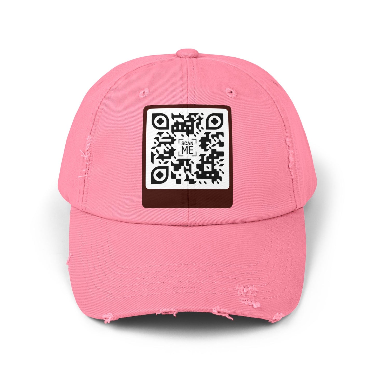 Distressed Cap with Scannable Smile QR Code Design